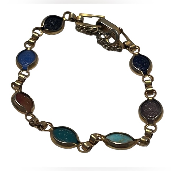 Vintage Scarab Multi Stone Bracelet - Picture 2 of 2